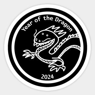 Year of the Dragon 2024 Portrait White Line Sticker